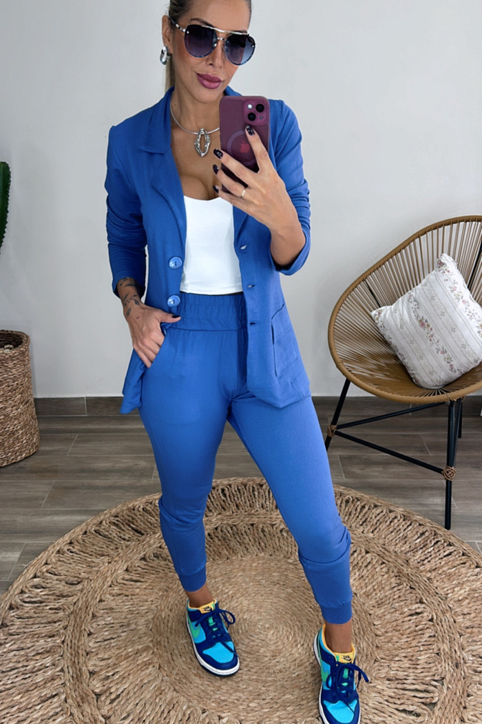 Conjunto de 3 Peças em Malha Vicenza Mariana 3.0 Azul Jeans