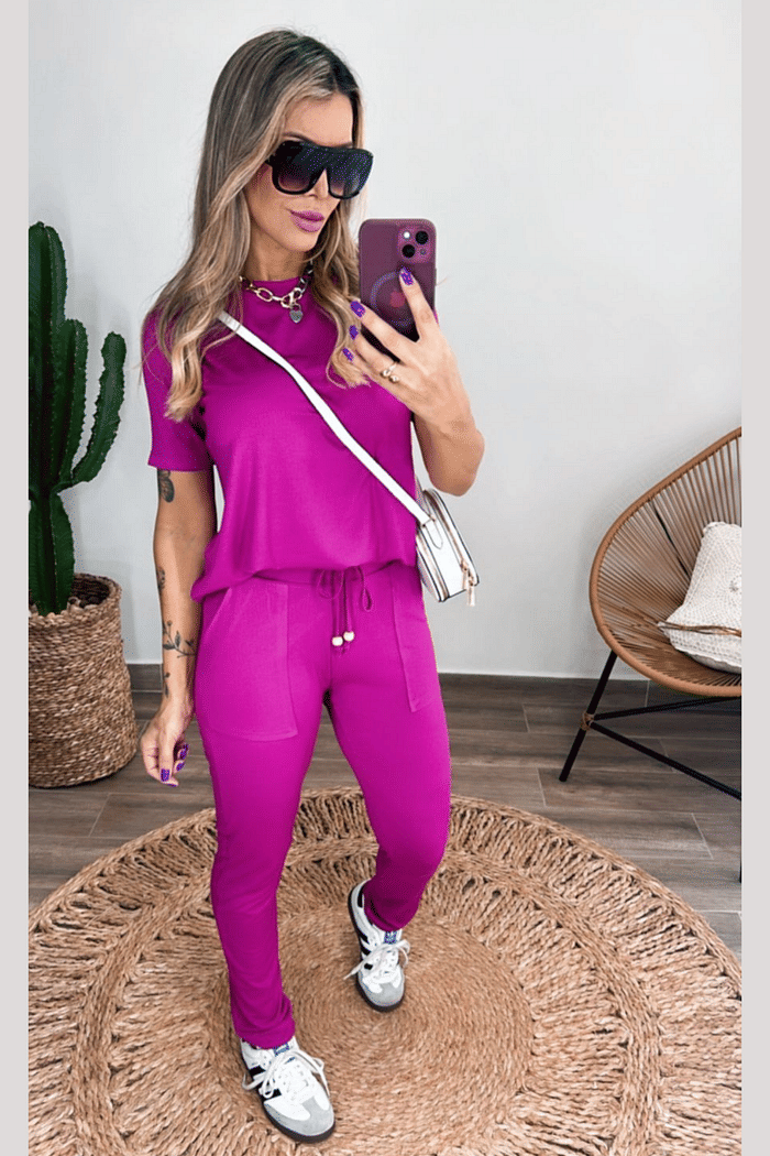 Conjunto Erika em Malha Vicenza - Fuscia