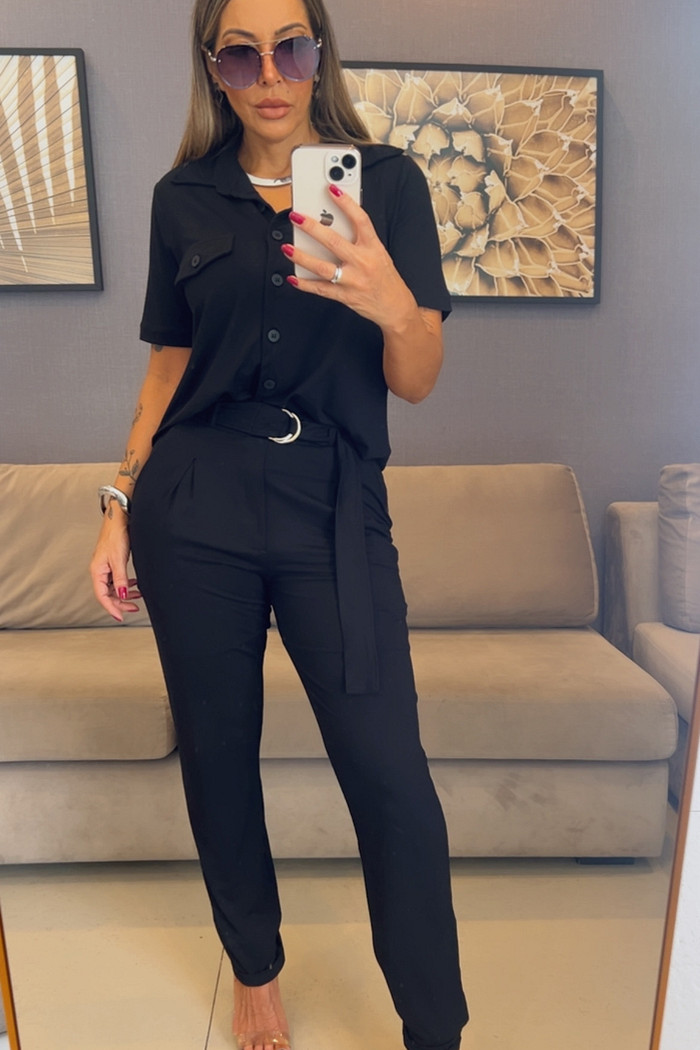 Conjunto Estela Com Calça Cenoura Preto
