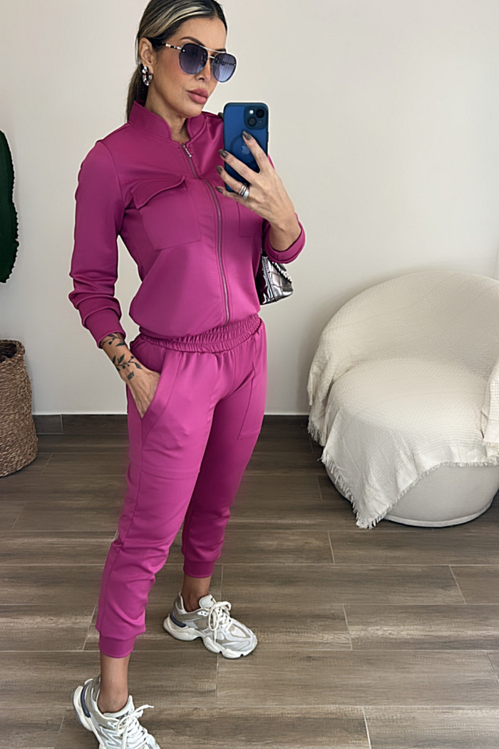 Conjunto em neoprene Dalila inverno Fuscia