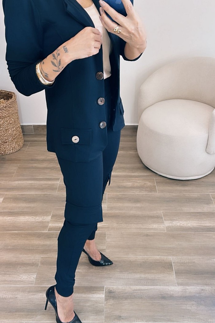 Conjunto de 3 peças Mariana blazer e calça cargo Preto