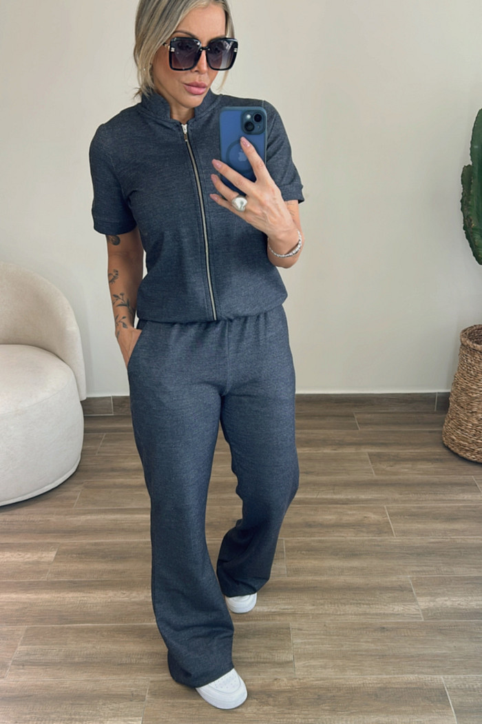 Conjunto em Moletinho Azul jeans Betina