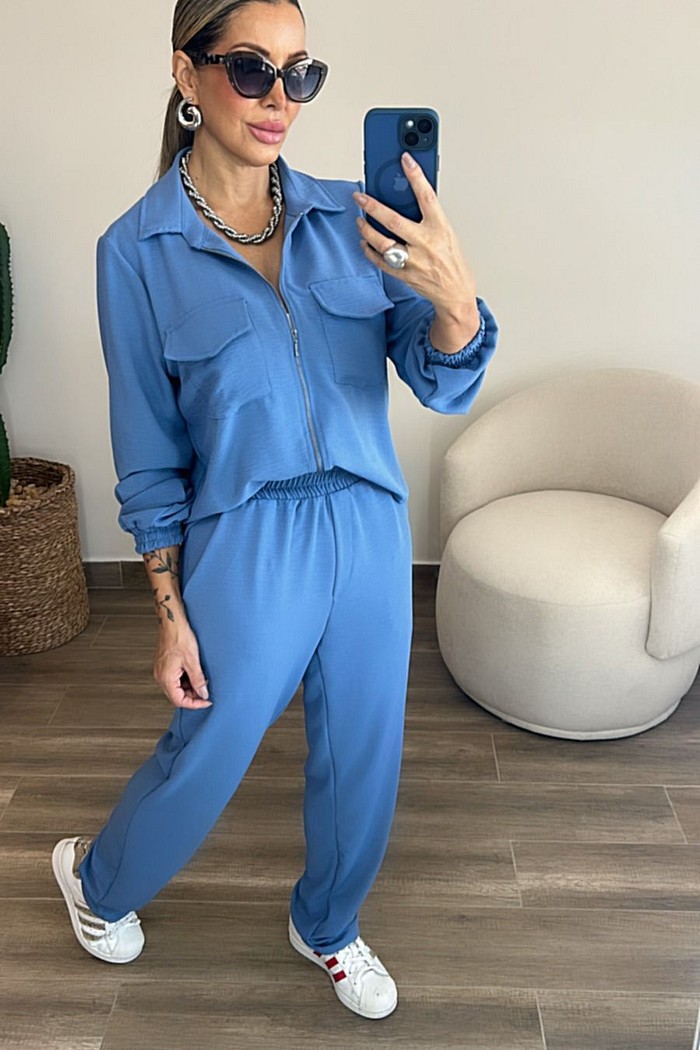 Conjunto Crepe Alfaiataria Catarina - Azul lavanda