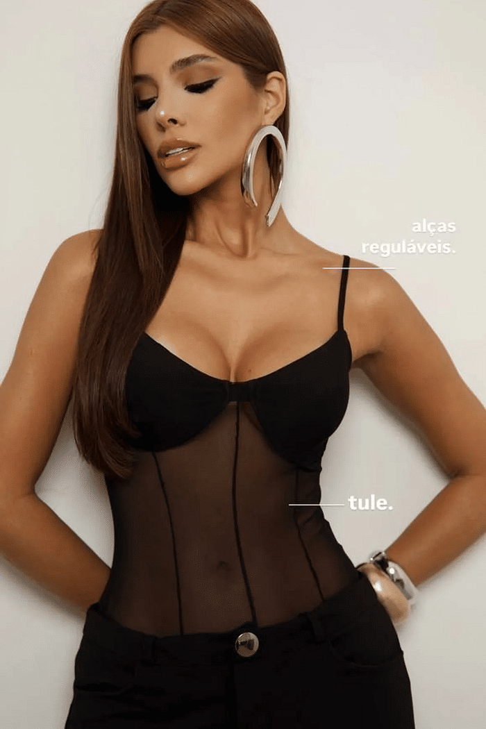 Blusa feminina tule alça
