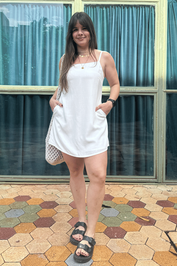 Macaquinho vestido off white