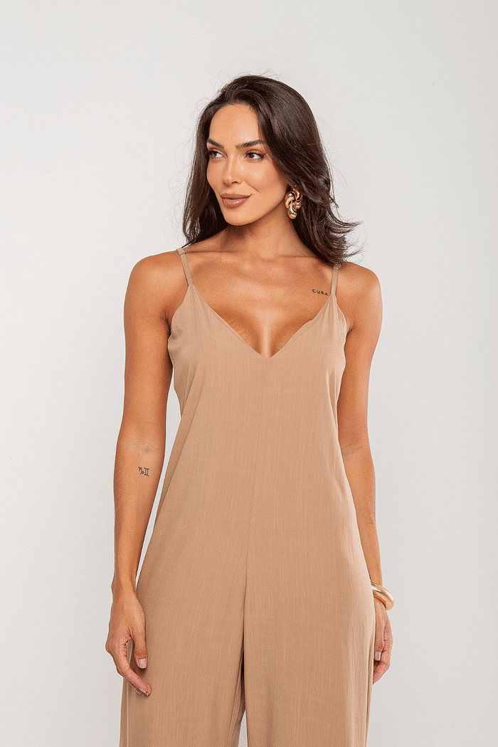 Macacão Jully Bege - Alongado