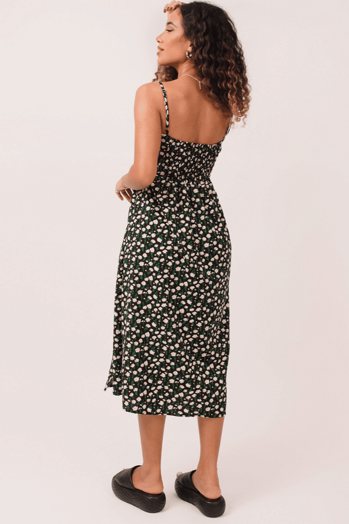 Vestido Midi Cecilia Floral Preto