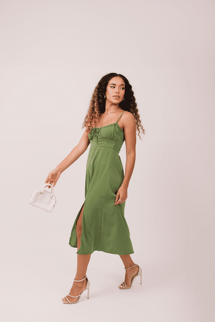 Vestido Midi Cecilia Verde Musgo