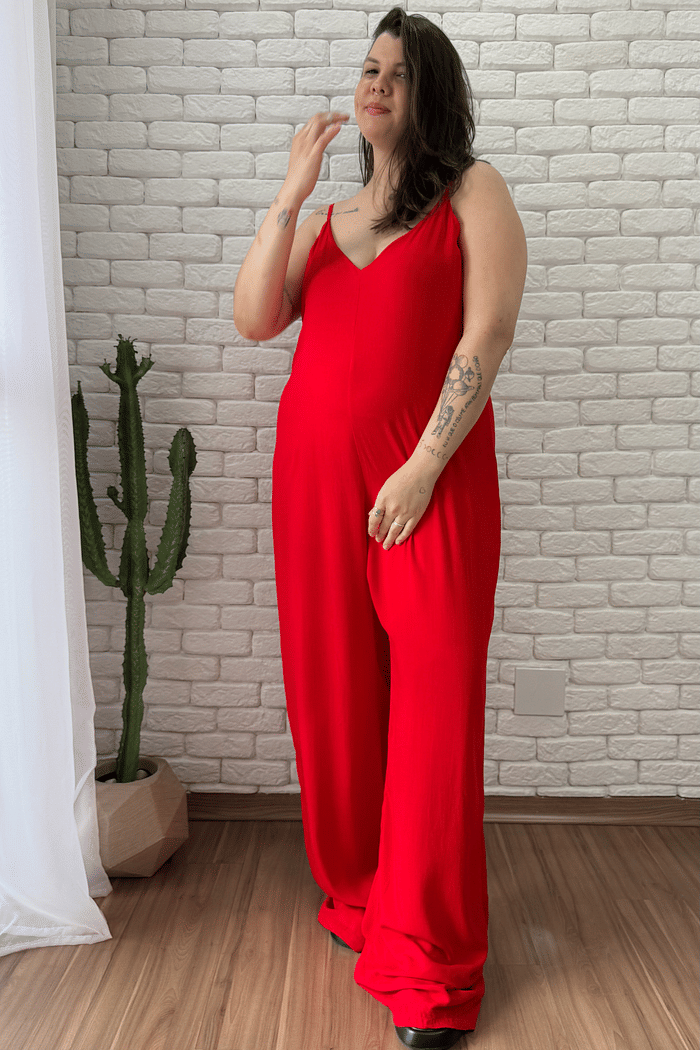 Macacão Jully Vermelho - Alongado