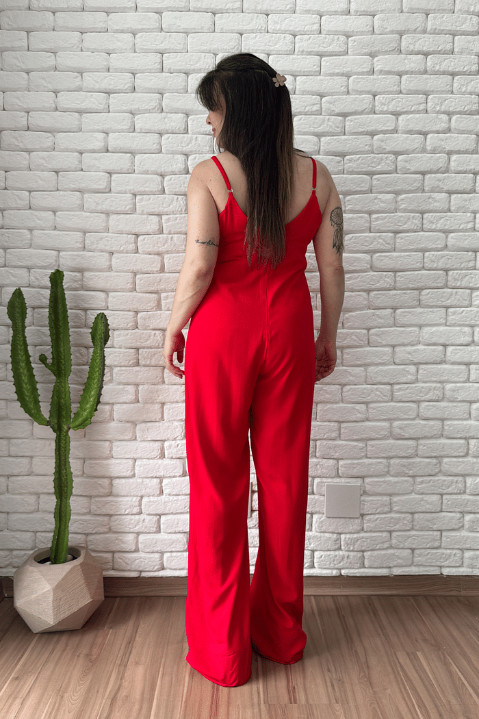 Macacão Jully Vermelho - Alongado