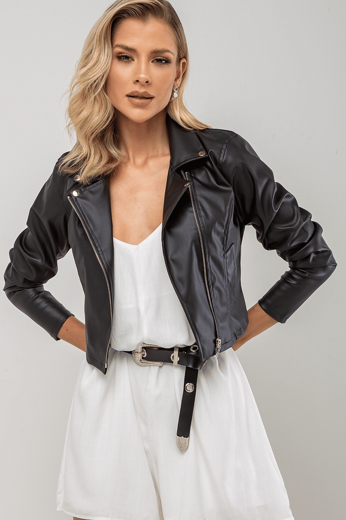 Jaqueta de Couro Eco Preta feminina