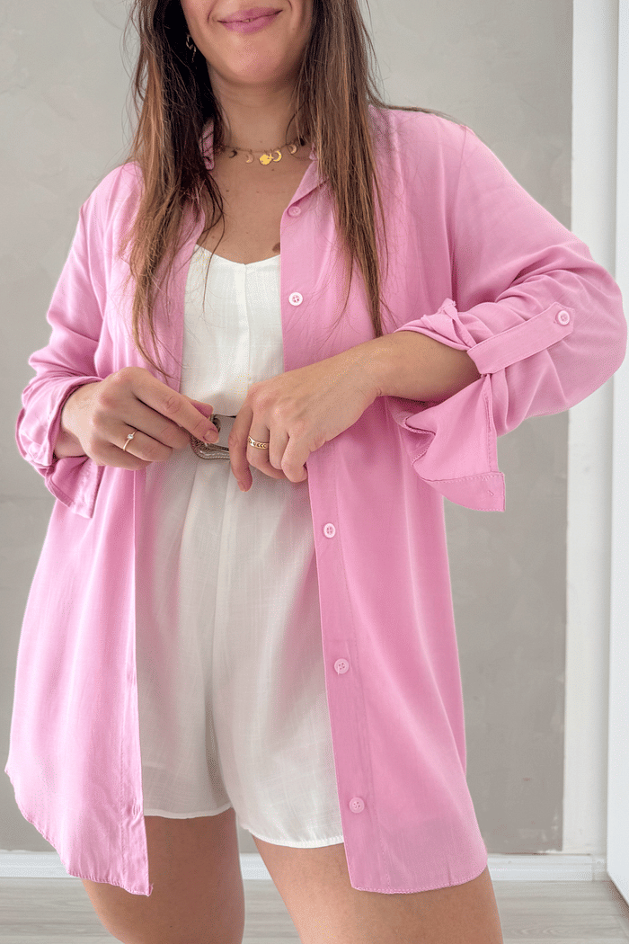 Camisa rosa alongada