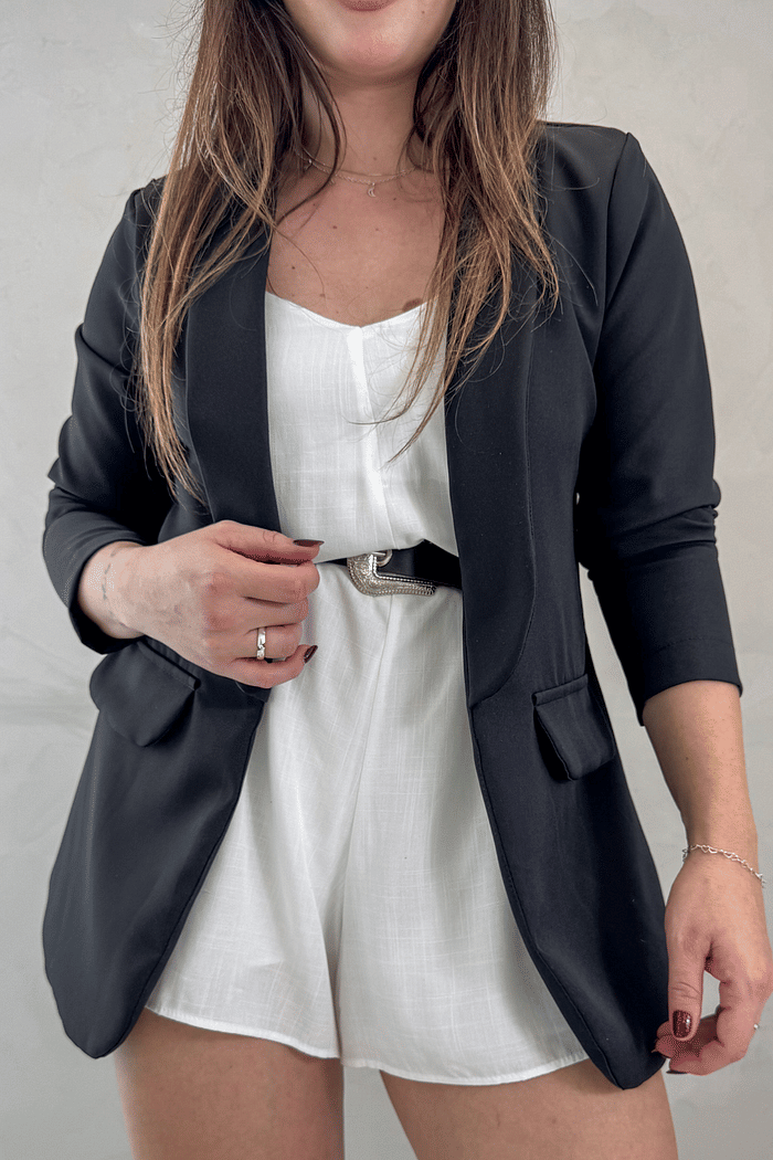 Blazer alongado em alfaiataria