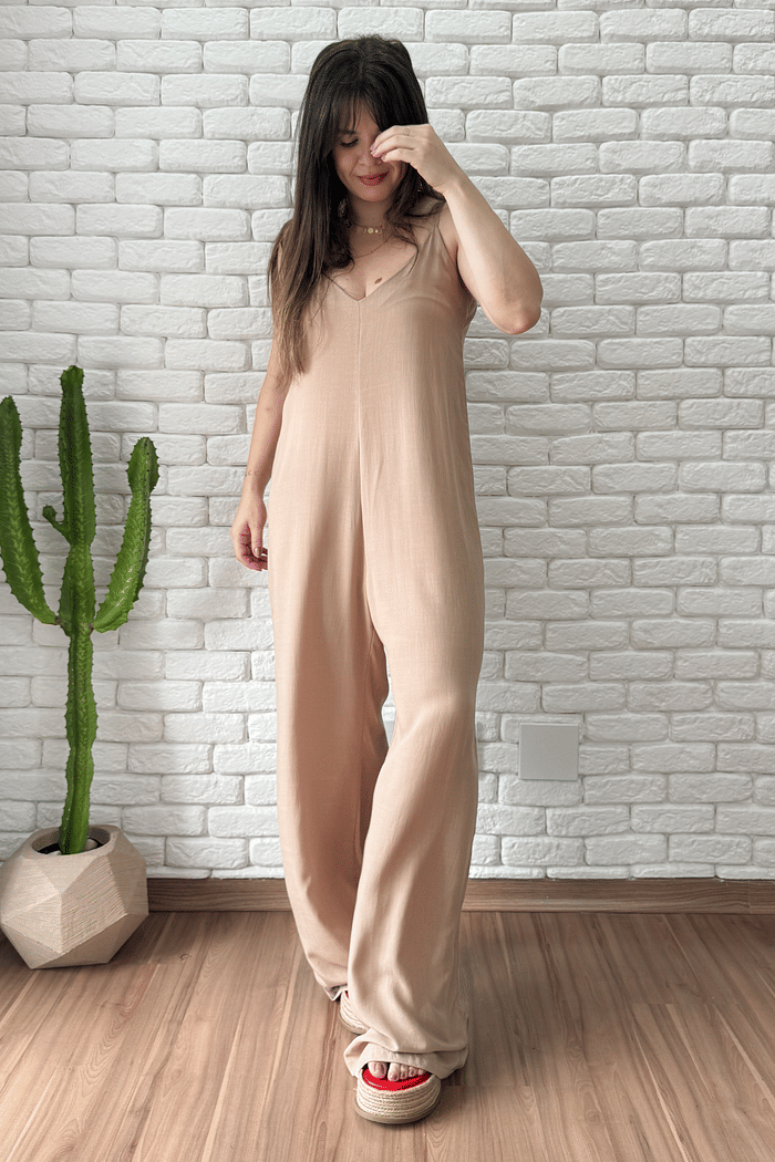 Macacão Jully Bege - Alongado