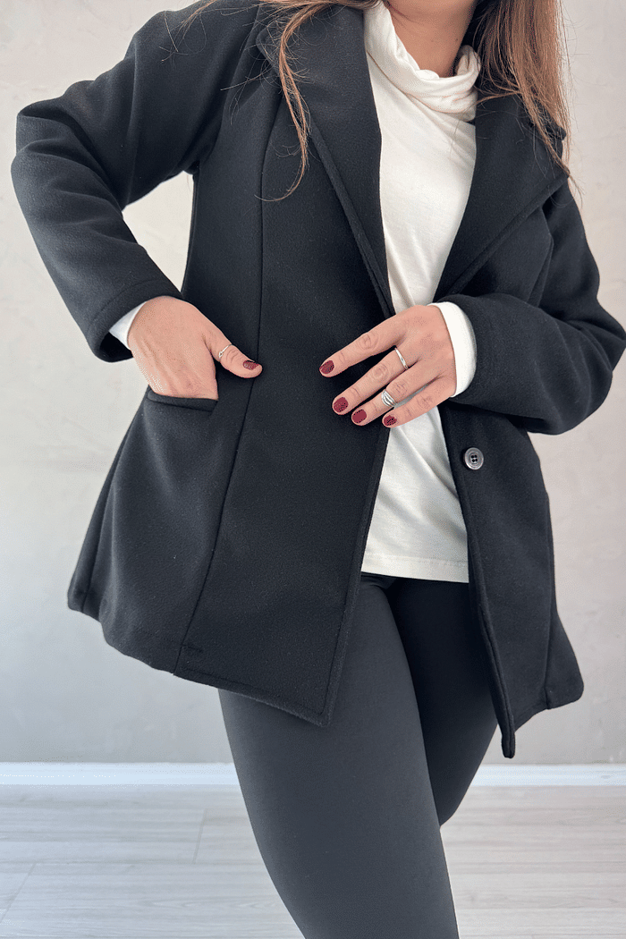 Casaco Alongado em Lã Batida