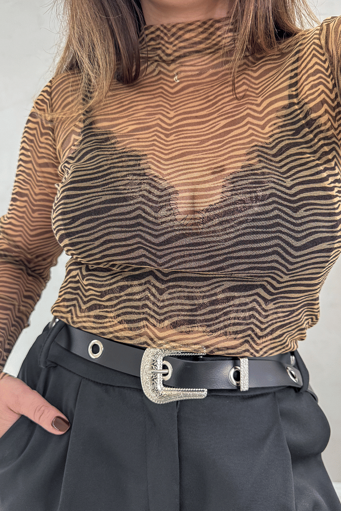 Blusa de tule animal print zebra