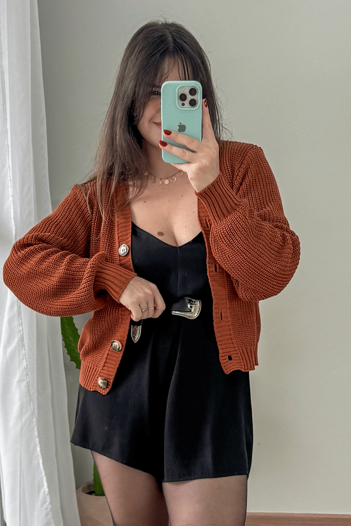 Casaco curto em tricô