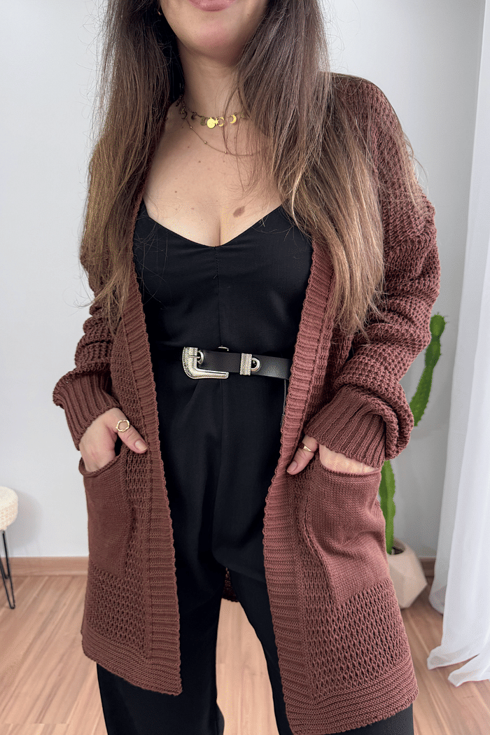 Casaco alongado em tricô