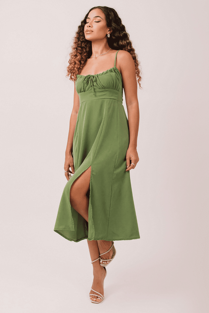 Vestido Midi Cecilia Verde Musgo