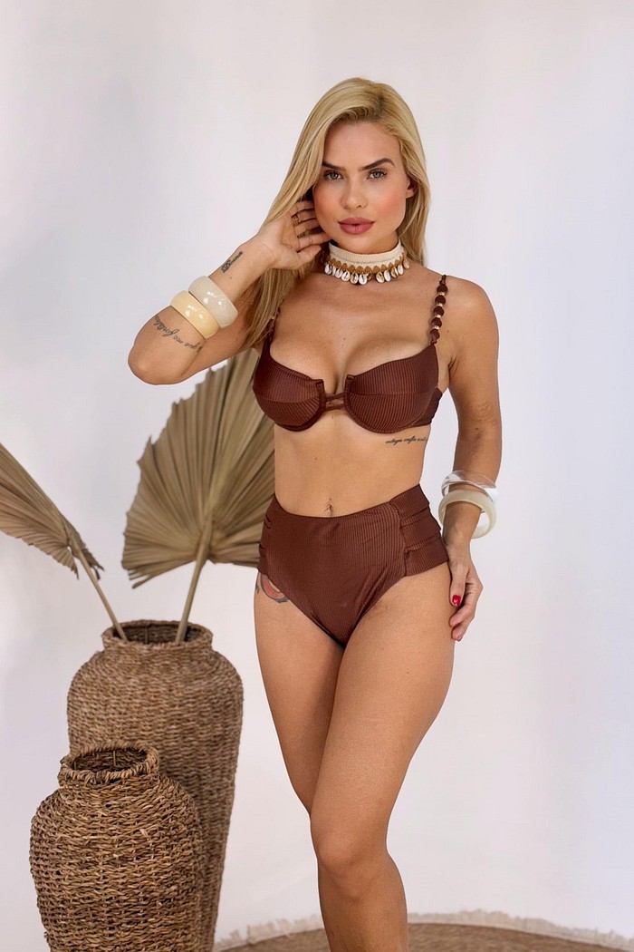 Aro Retrô Sofie com Hot Pants Tiras - Marrom