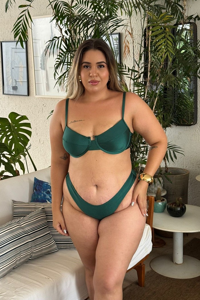 Conjunto Luiza com calcinha Asa delta fio duplo ( Verde Cuca)