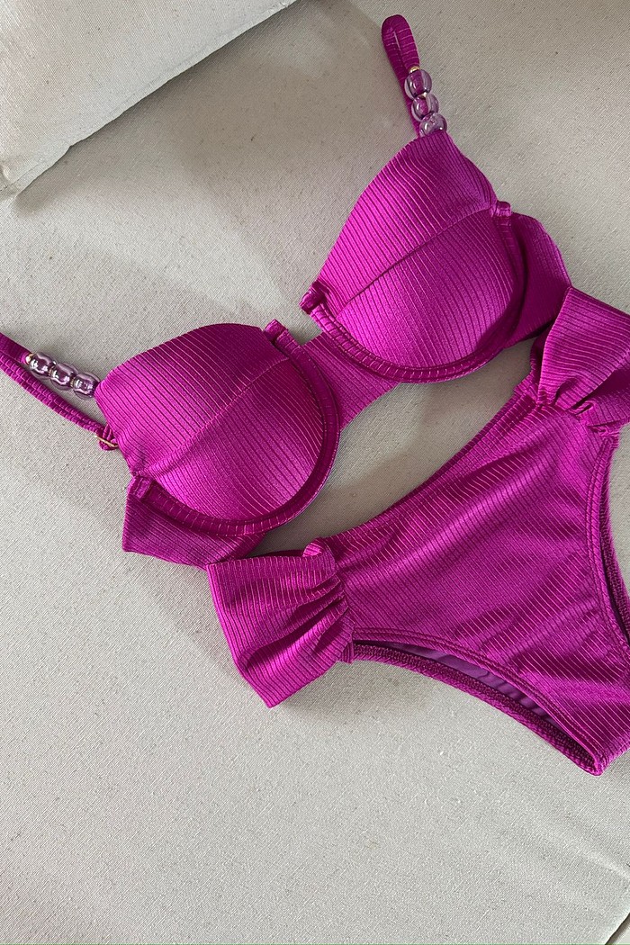 Aro retro detalhes com calcinha borboleta tradicional (Fucsia)