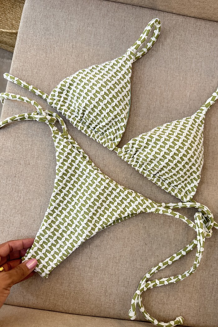 Cortininha com Calcinha amarrações - Verde Malte