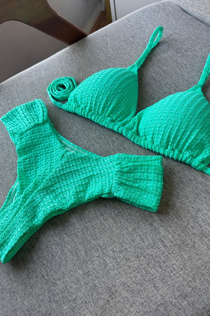 Cortininha texturizado borboleta fio duplo Verde Agua