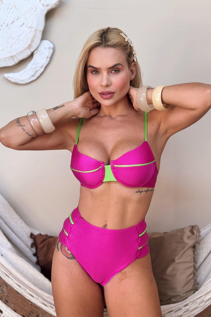 Aro Retrô com Flash Hot Pants Pala e tranças - Rosa