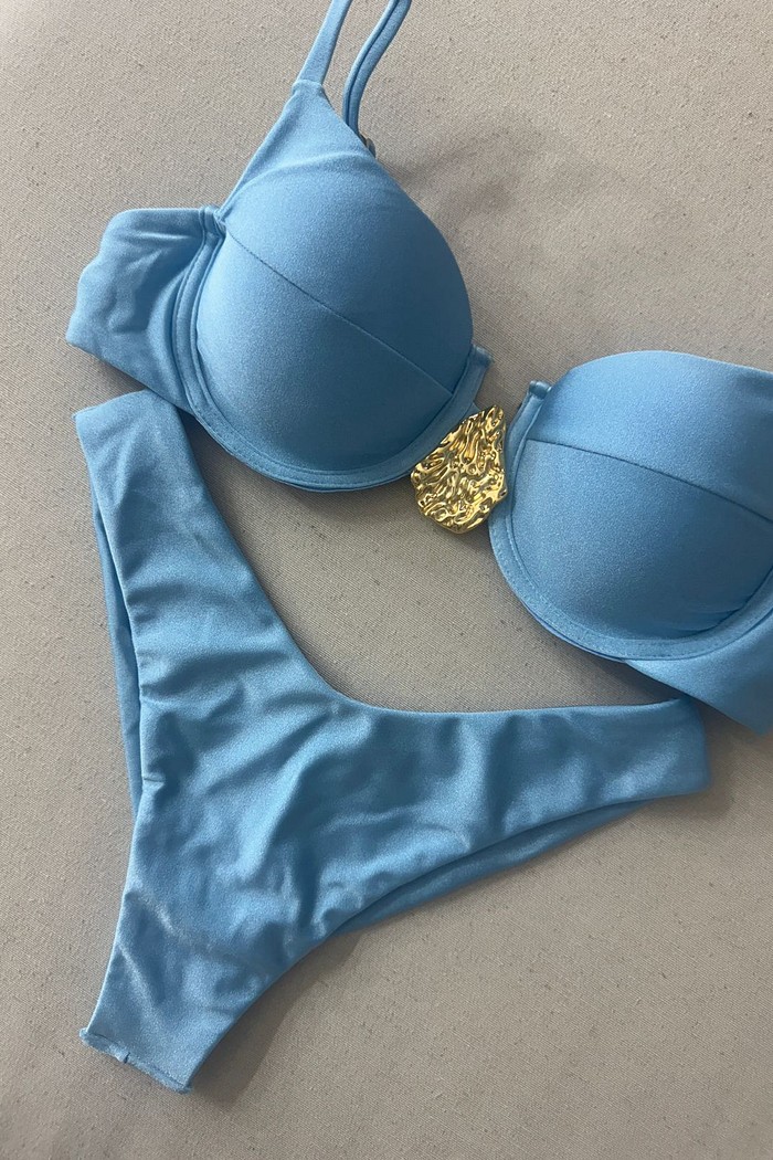 Aro Retrô-Orgânico com Asa Delta Fio Duplo - Azul Sky