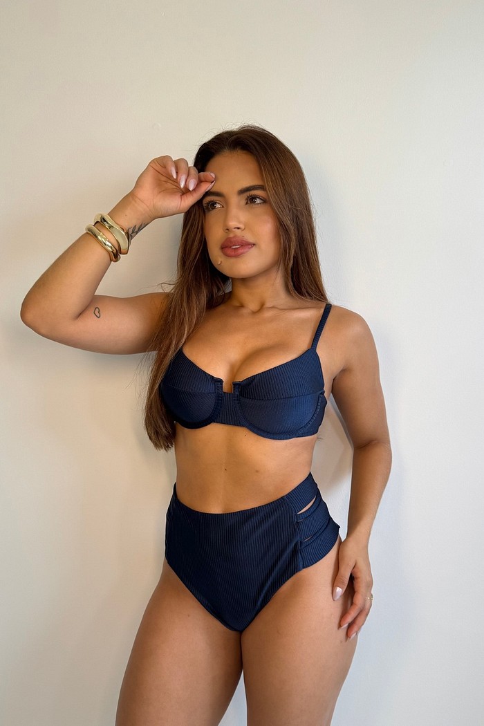 Aro Retrô com Hot Pants - Azul Marinho