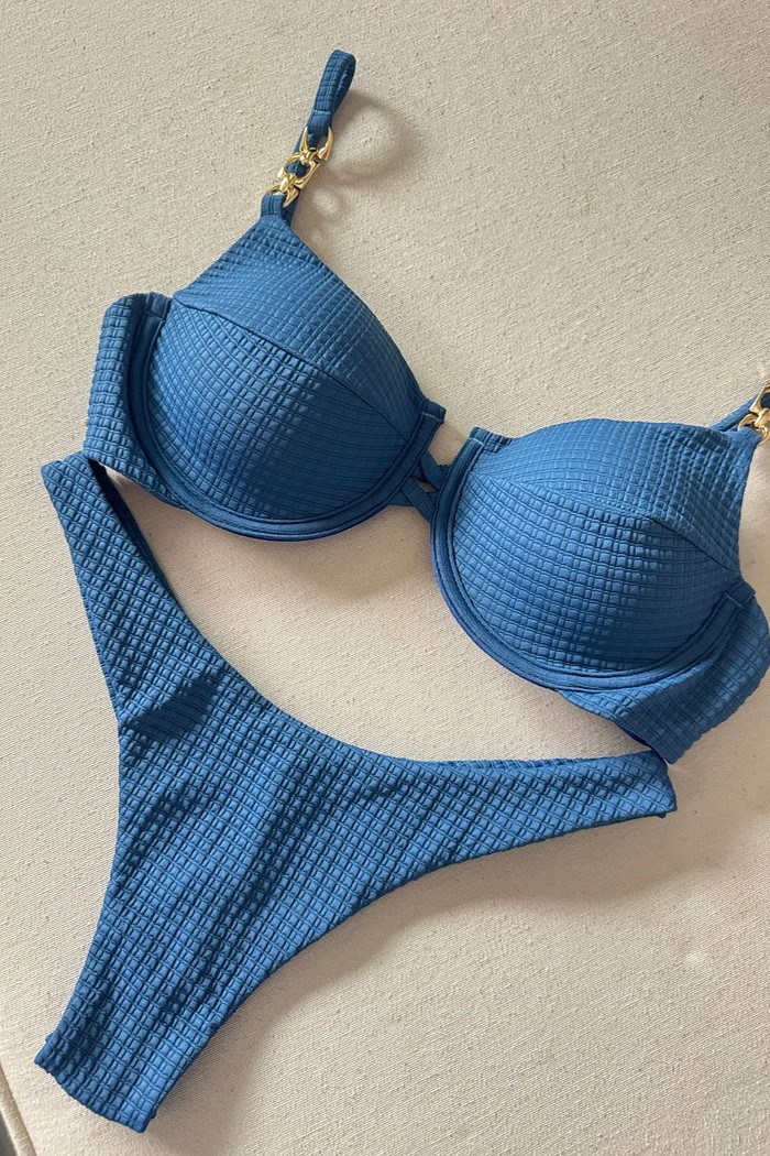 Aro retrô detalhes alças com asa delta - Blue Jeans