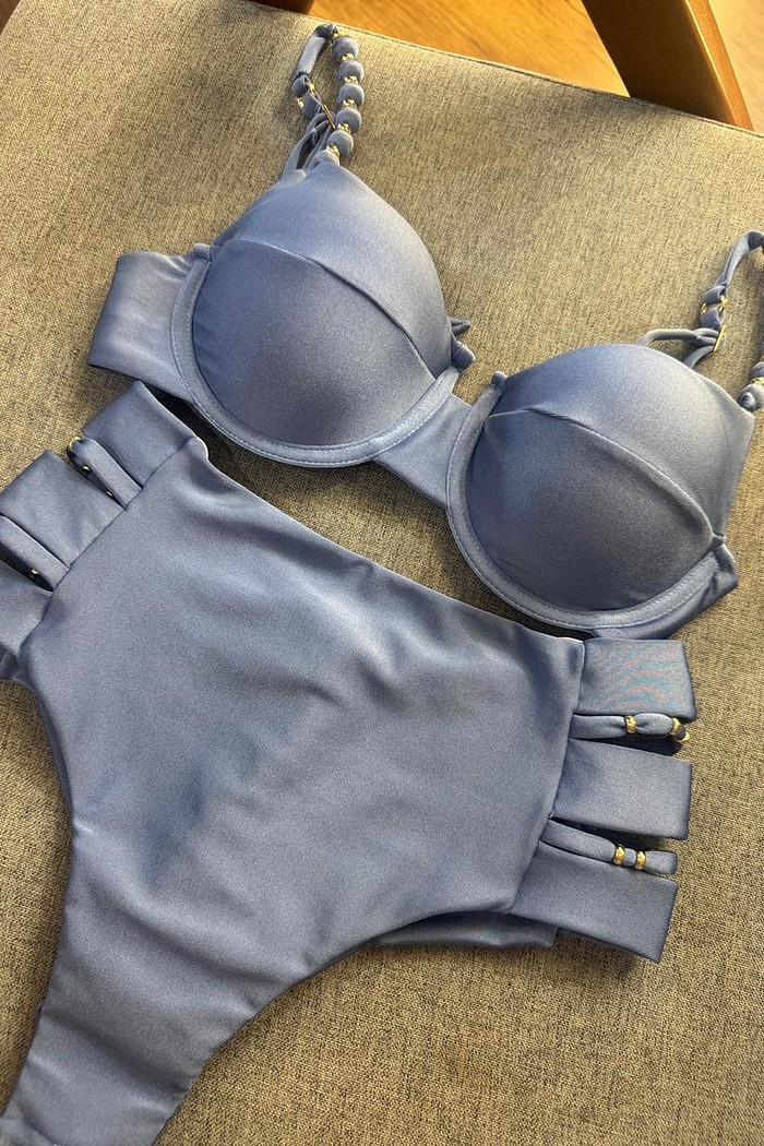 Aro Retrô Laura com Hot Pants Luz - Azul Mediterrâneo