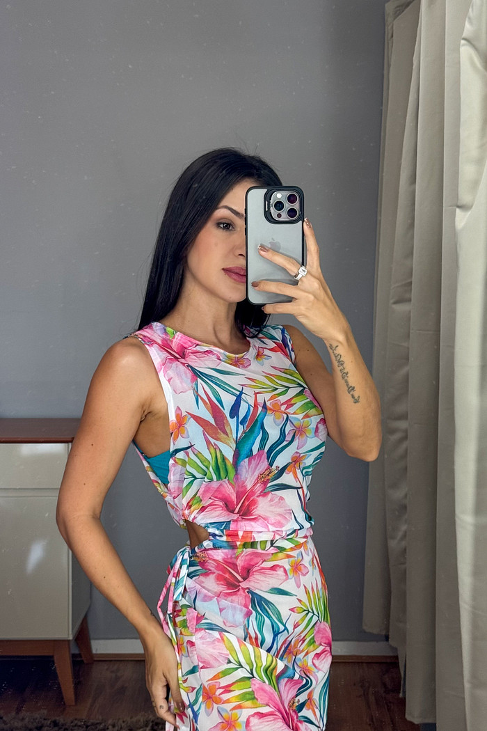 Saída Curta - Branco Floral