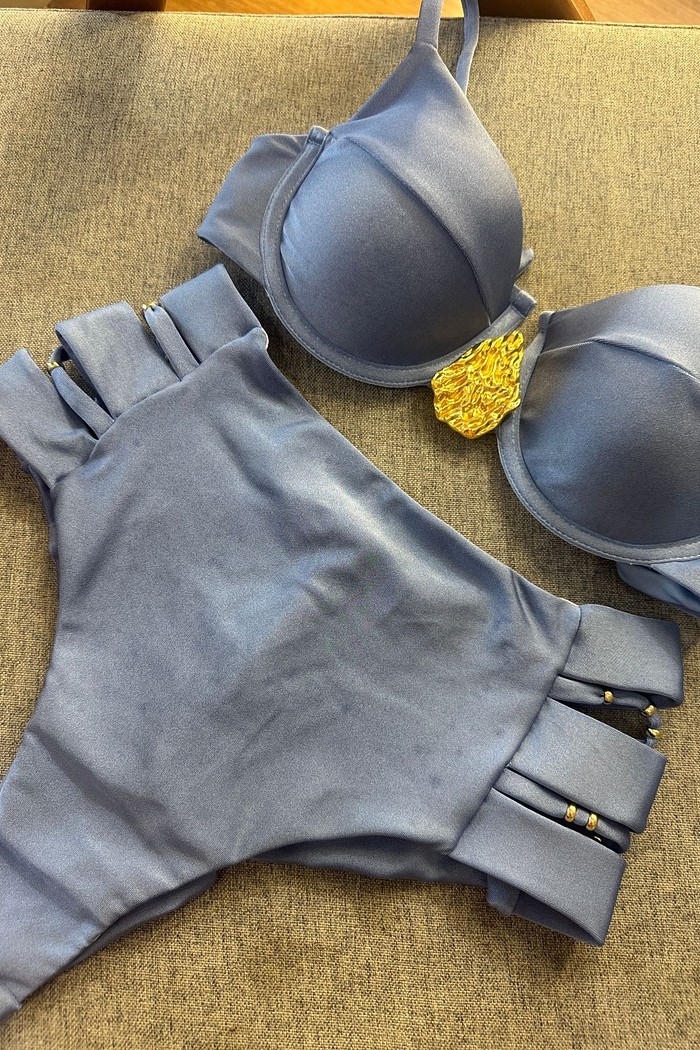 Aro Retrô-Orgânico com Hot Pants Luz - Azul Mediterrâneo