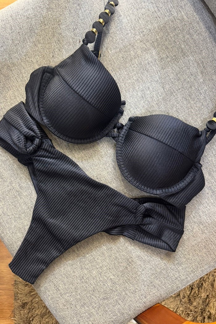 Aro Sofie com Calcinha Lily Fio Duplo - Preto