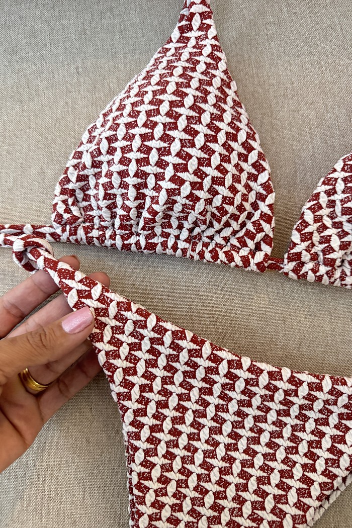 Cortininha com Calcinha lacinho fio duplo - Malte Marsala