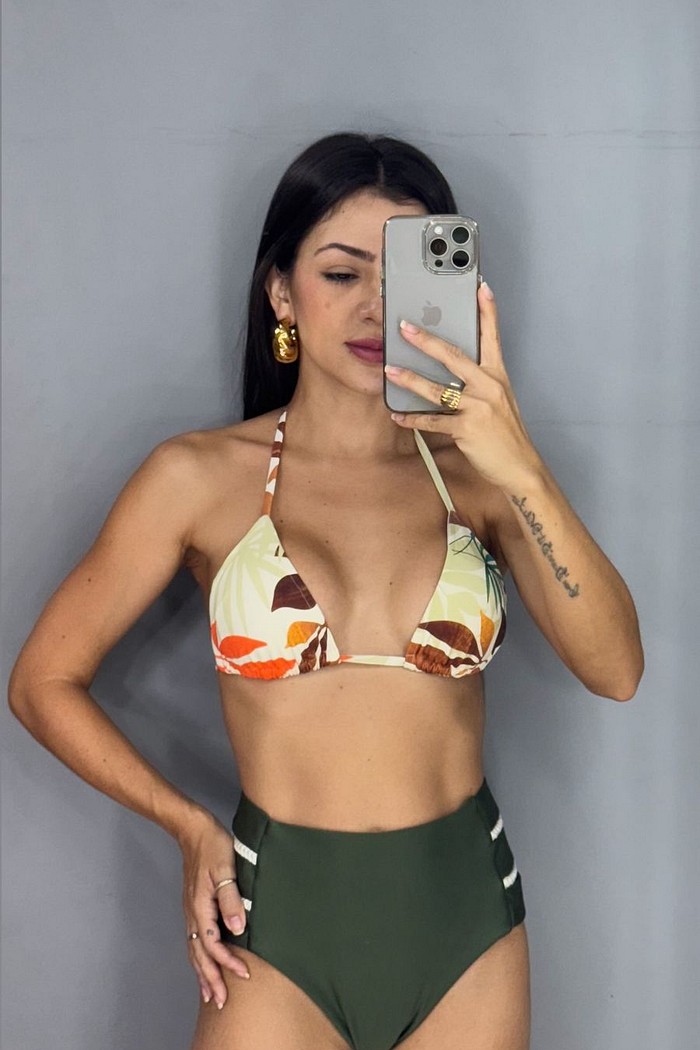 Cortininha com Hot Pants Pala e tranças Croco/Off