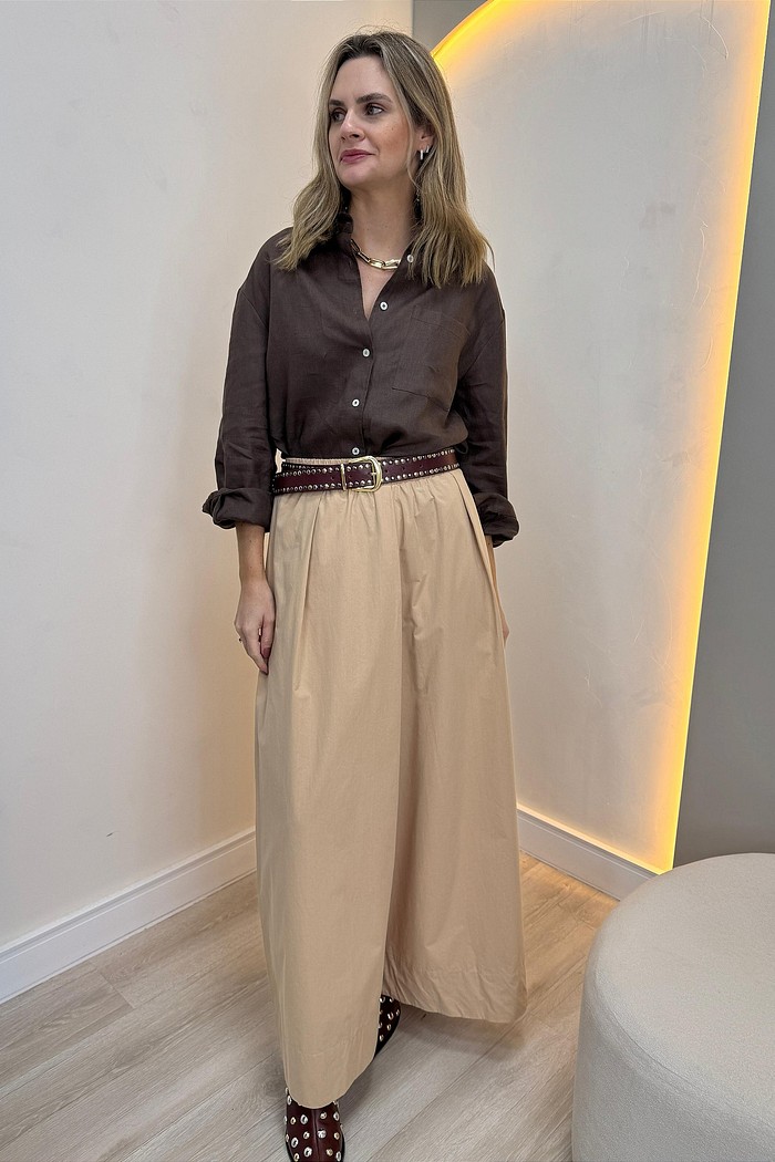 Calça pantalona com pregas Sibele