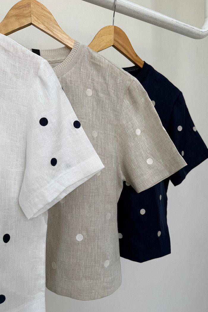 Blusa de Linho com Poá Isabela