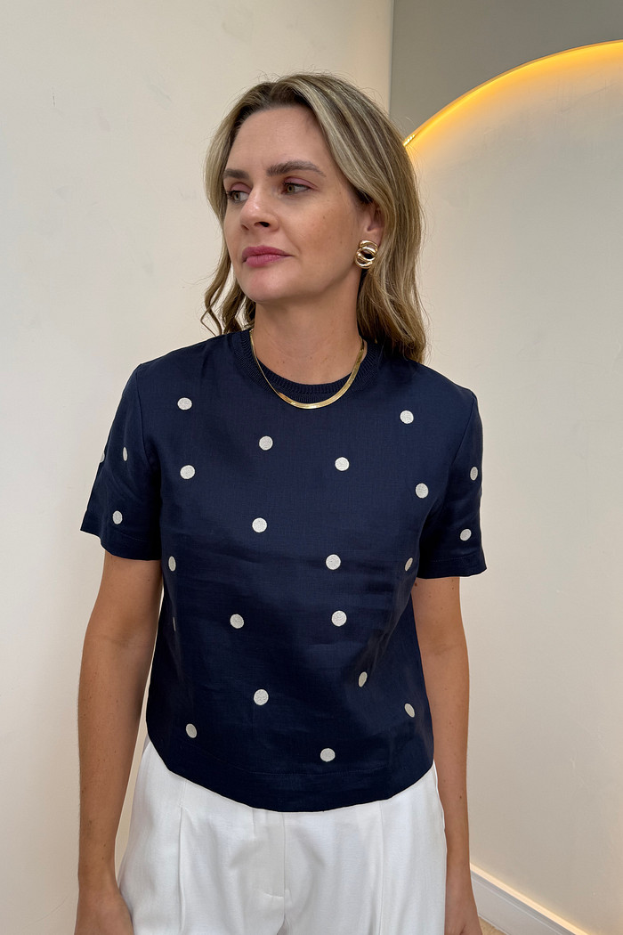 Blusa de Linho com Poá Isabela