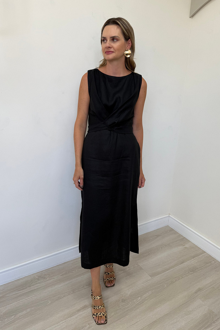 Vestido de Linho com Transpasse Louise