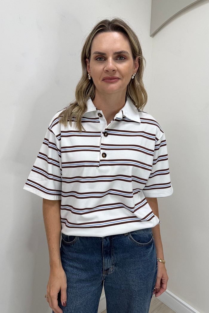 Blusa Polo Listrada Jasmine
