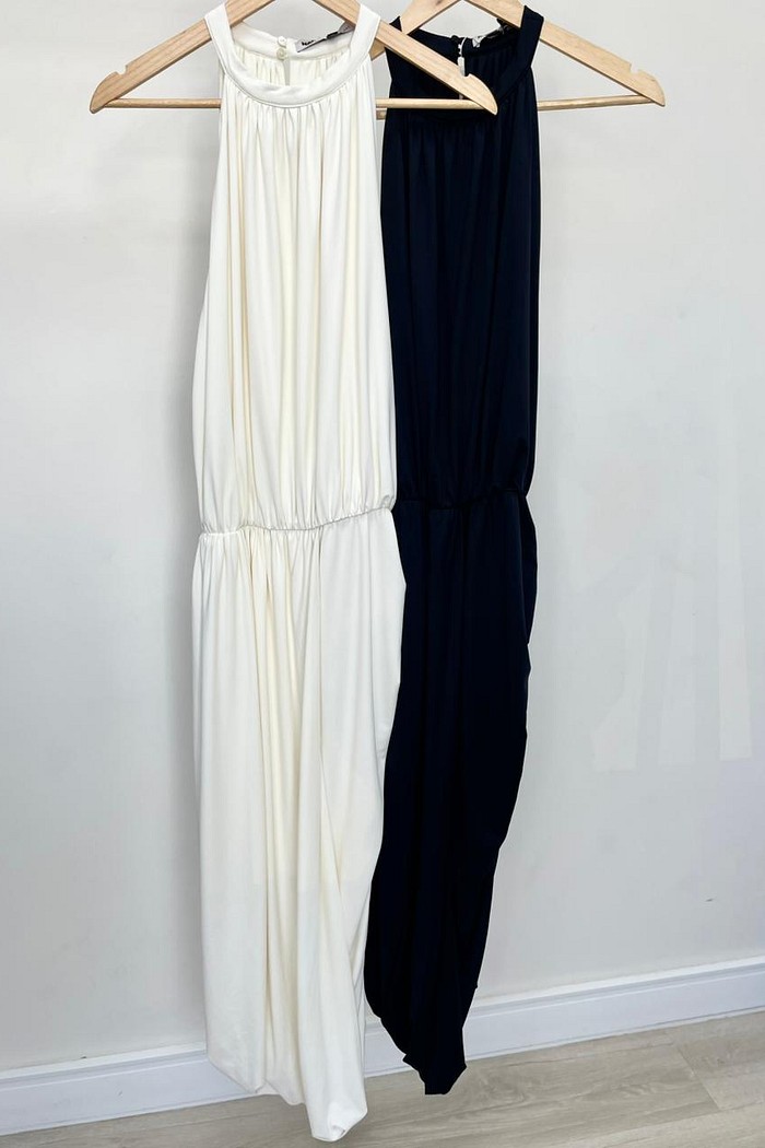 Vestido Midi Drapeado Noir