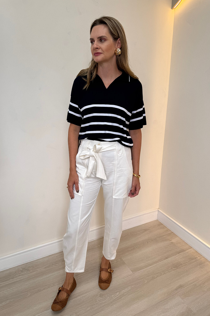 Calça em sarja com faixa Dandara