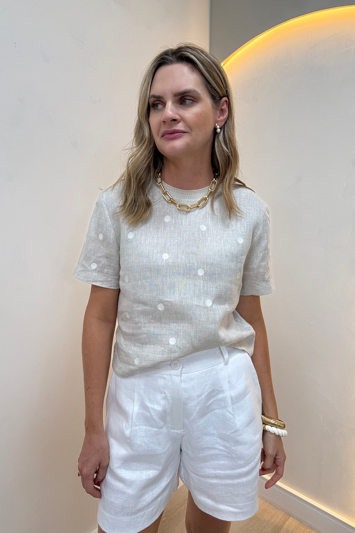 Blusa de Linho com Poá Isabela