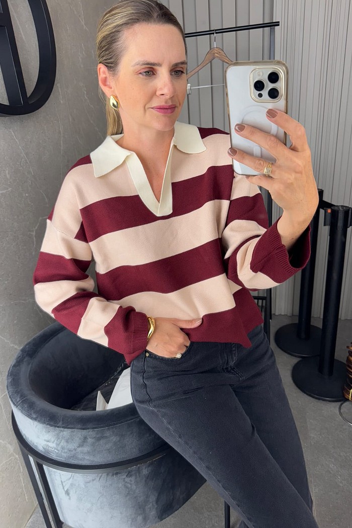 Blusa Polo Listrada Naomi