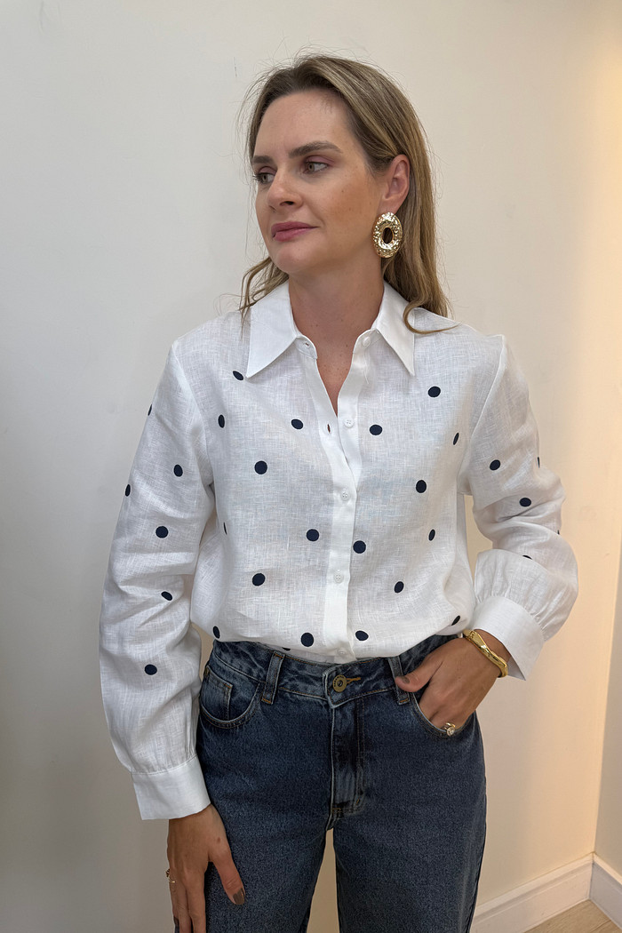 Camisa de Linho com Poá Amalia