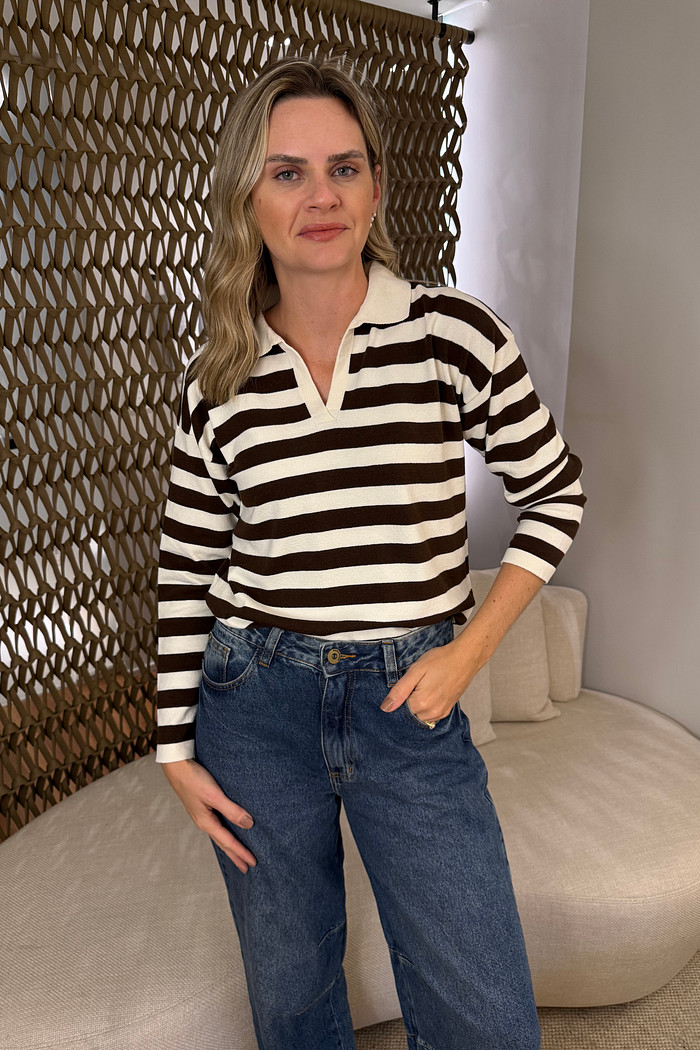 Blusa Polo Listrada Ester