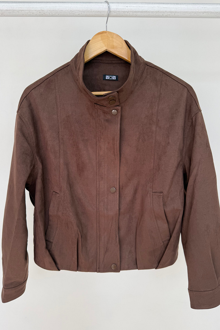 Jaqueta de Camurça com Franzido na Barra Maya